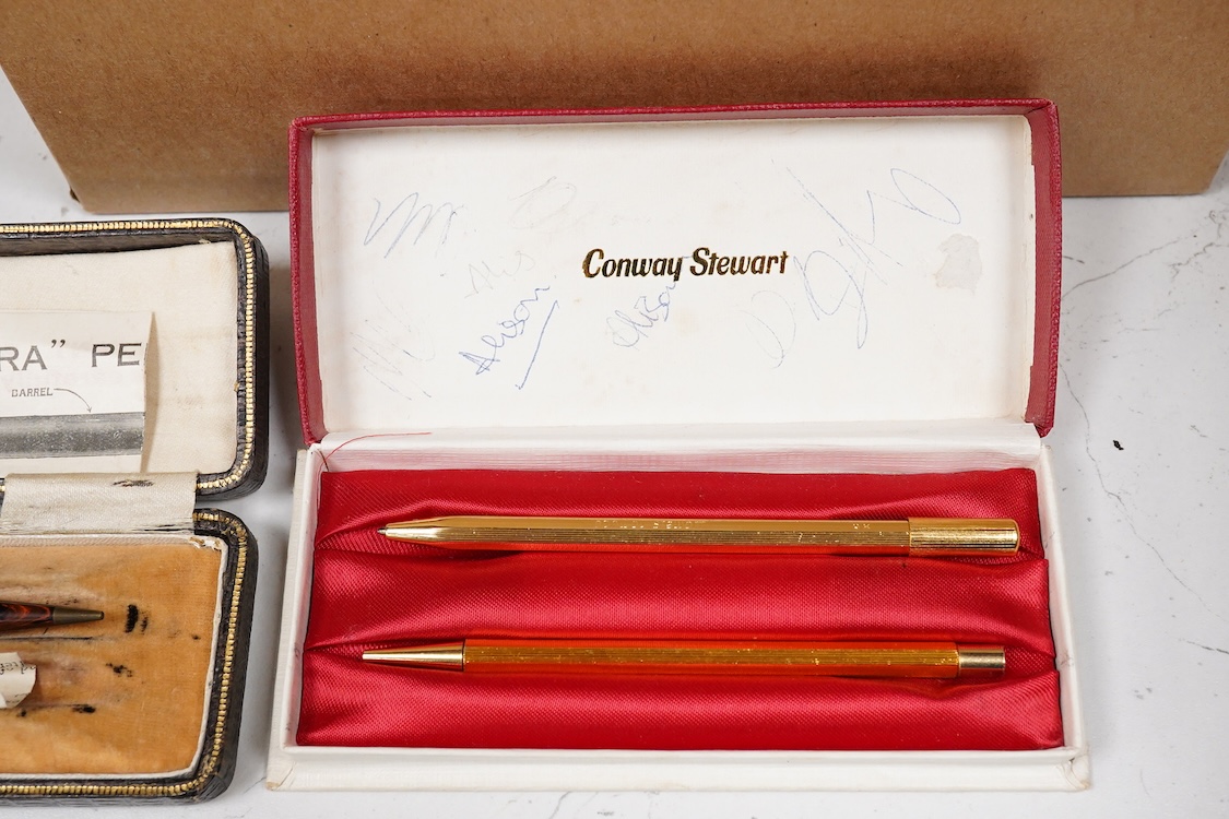 A quantity of boxed fountain pens and ballpens